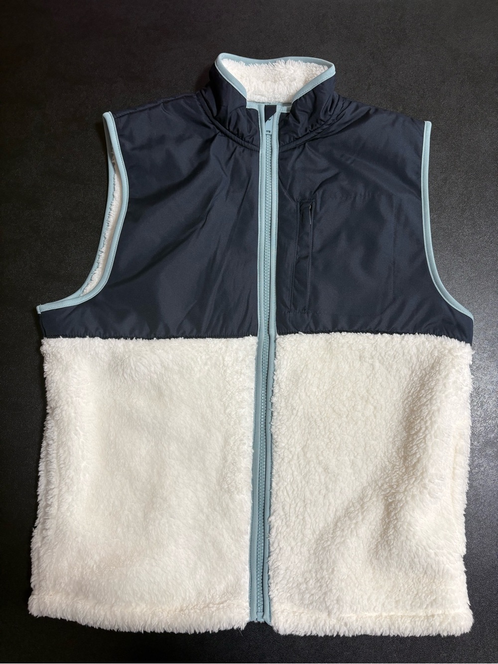 Old Navy Navy and Light Blue Trim Sherpa Vest